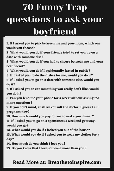 Funny Trap Questions To Ask Your Boyfriend Questions To Ask Your