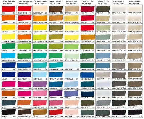 Zig Kuretake Kurecolor Color Chart