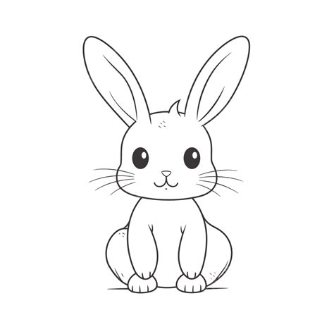 Character Drawing Of A Cute Bunny Sitting On A White Background Outline