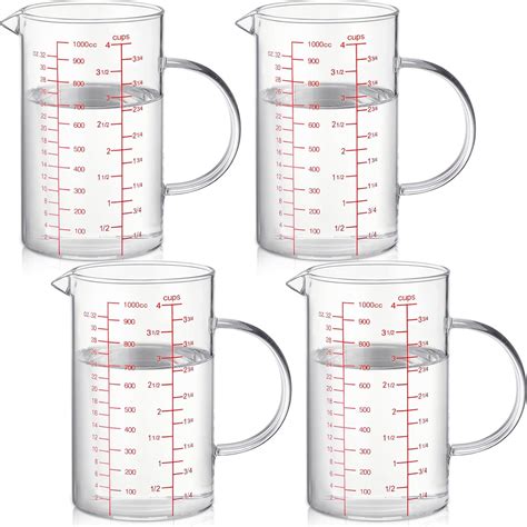 Amazon Hushee 4 Pcs 34 Oz Glass Measuring Cup 1000cc 4 Cup Liquid