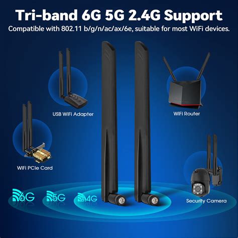 Getuscart Eightwood Tri Band Wifi E Antenna Ghz Ghz Ghz Rp Sma