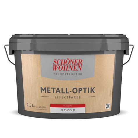 Schöner Wohnen Farbe Metall Optik Effektfarbe Blassgold Glänzend 2 5 L