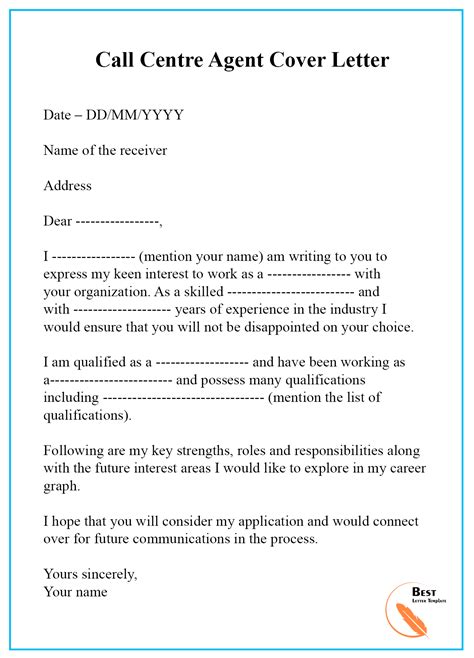 call centre cover letter sample