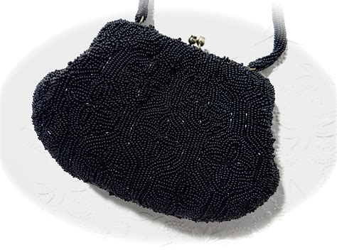 Black Beaded Evening Bag Walborg S Purse Collectible Etsy