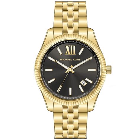 Michael Kors Lexington Gold Stainless Steel Bracelet Watch With Black