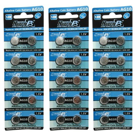 Hyperps 30 Pcs Ag10 Alkaline 15v Button Cell Battery Single Use