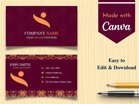 Pinkish Red Business Card Template Canva Business Card By Instant