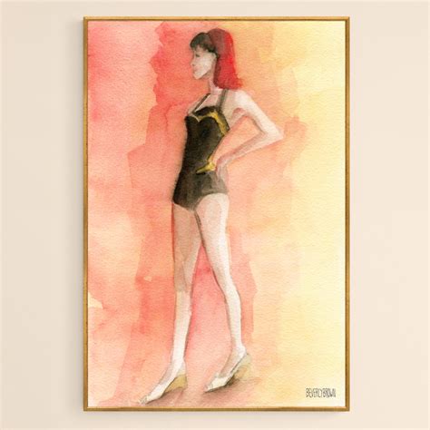 Brown Vintage Bathing Suit 3 Fashion Illustration Giclée Print