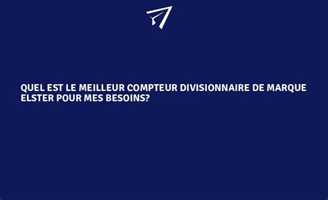 Quel Est Le Meilleur Compteur Divisionnaire De Marque ELSTER Pour Mes