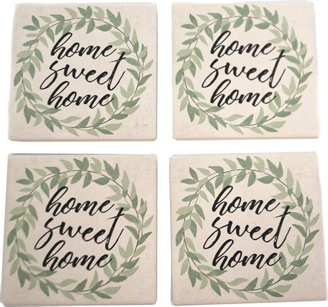 Carson Ss74380 Home Sweet Home Wreath Square House Coaster