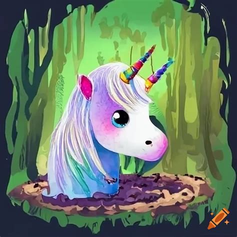 Colorful Unicorn Stuck In A Muddy Swamp On Craiyon