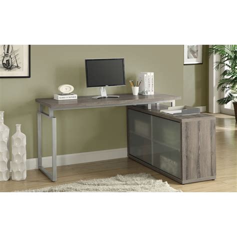 Monarch Specialties Corner Computer Desk In Grey The Home Depot Canada