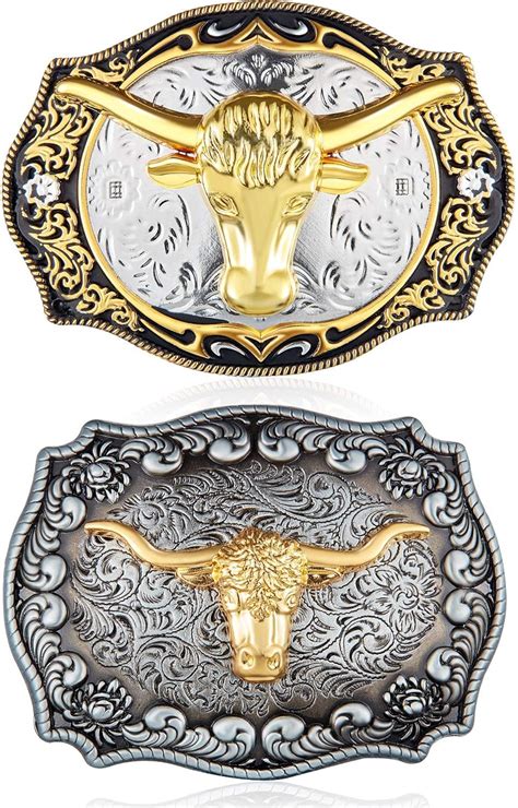 2 Pieces Longhorn Bull Belt Buckle Cowboy Belt Buckle Western Rodeo