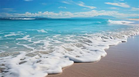 Premium AI Image Panorama Of White Sand Beach With Turquoise Water