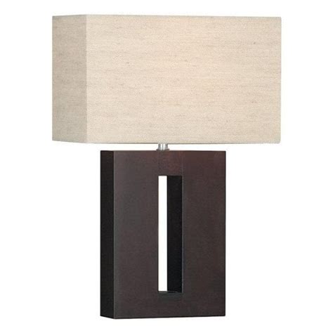 9001 Dark Wood Rectangular Table Lamp Complete With Shade