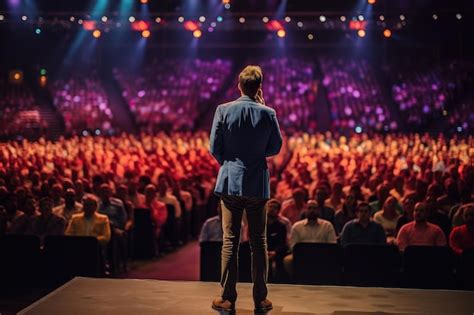 Premium Ai Image Speaker Performing On Stage With Spotlight Talking