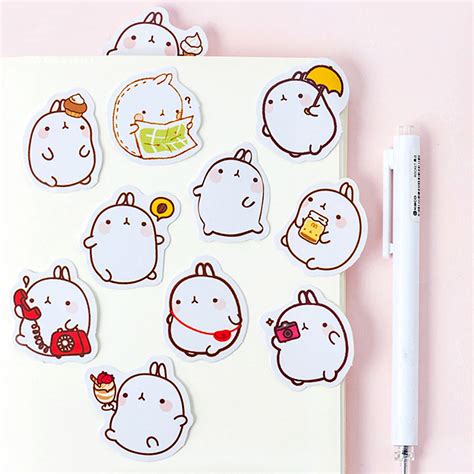 Molang Paper Stickers Kawaii Stickers Cute Stickers Korean Stickers