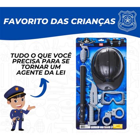 Kit Brinquedo Policial Infantil Algema Policia Fantasia Crian A No Shoptime