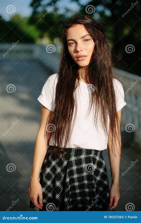 Attractive Girl Posing Outdoor Stock Image Image Of Leisure