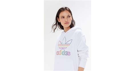 adidas Cotton Adidas Pride Rainbow Trefoil Hoodie Sweatshirt in White ...