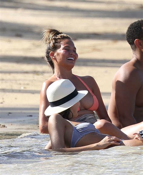 Chrissy Teigen In A Bikini At The Beach In St Barths Hot Celeb Pics Daily