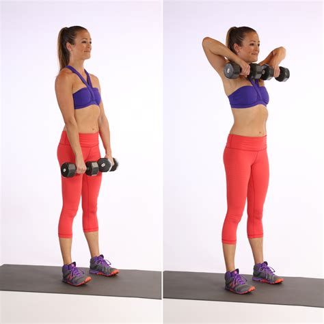 Upright Row 12 Dumbbell Exercises For Strong Chiseled Arms Popsugar Fitness