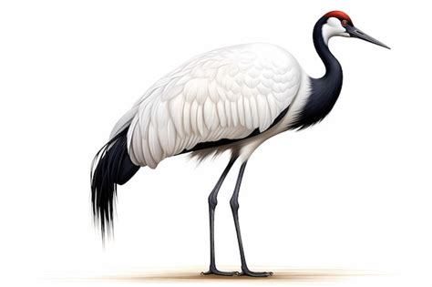 Premium Ai Image Redcrowned Crane White Background