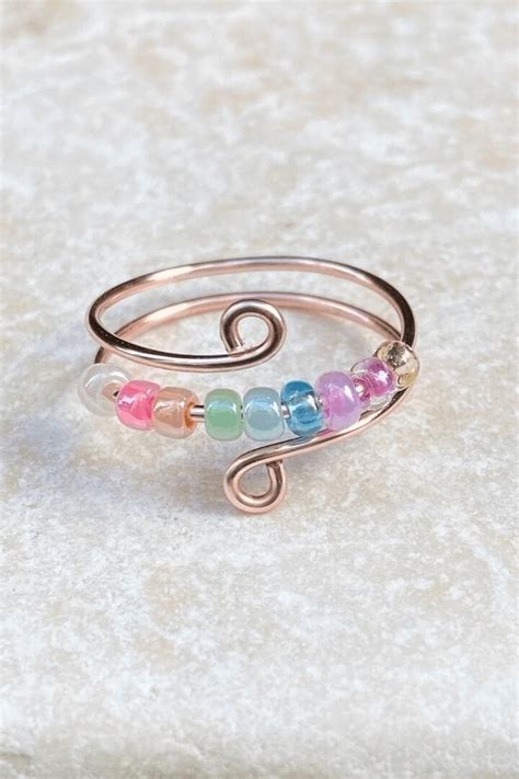 Pastel Rainbow Anxiety Ring Calming Fidget Jewelry For Kids