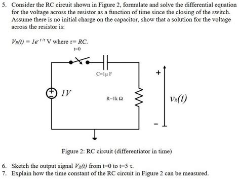 Rc Circuit Differential Equations Electronic Engineering Homework Help Text Image Question