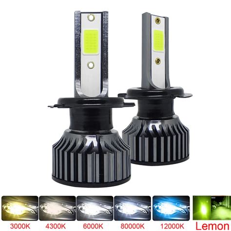 2Pcs Mini H4 H7 LED Car Headlight Bulb 20000LM 6000K H1 H3 H11 H13 9012