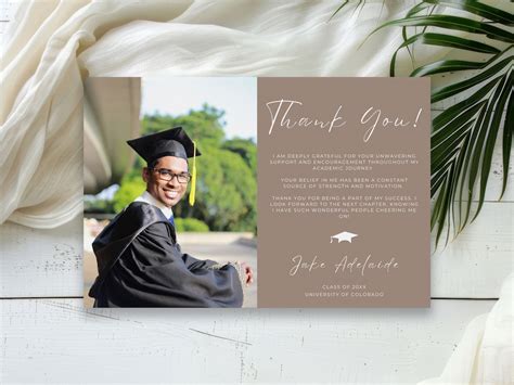 Graduation Thank You Card, Graduation Photo Card, Thank You Template ...