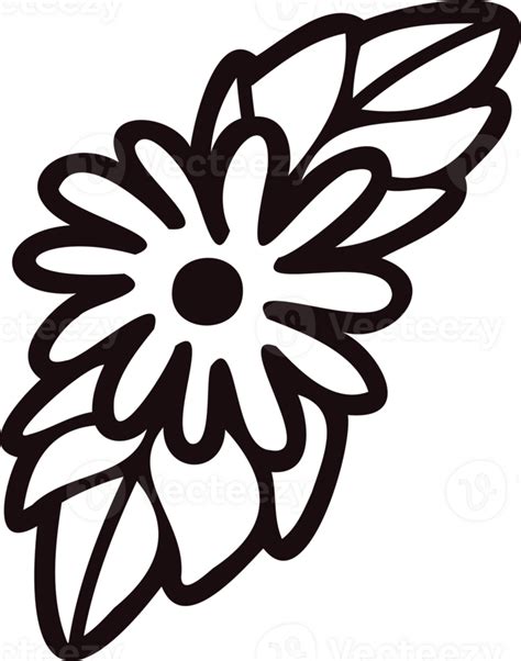 Hand Drawn Flowers With Twigs In Doodle Style 24207486 Png