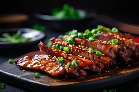 Premium Photo Close Up Of Succulent And Juicy Roasted Barbecue Pork