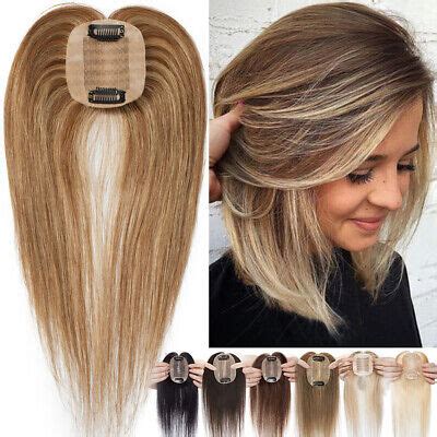 Damen Toupet Echthaar Remy Hair Extensions Clip In Topper Toupee