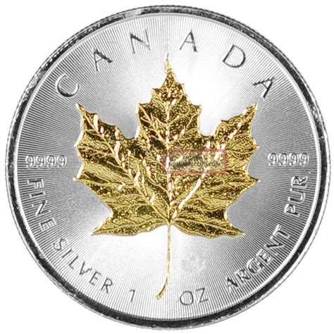 Oz Fine Silver Canadian Maple Leaf K Gold Gilded Leaf Coin