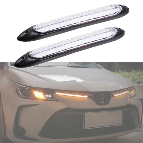 Auto Front Grille DRL LED Lights Strip With Amber Flowing Turn Signal