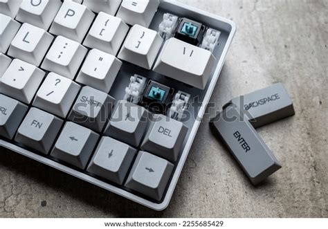 Mechanical Keyboard On Textured Background Stock Photo 2255685429 ...