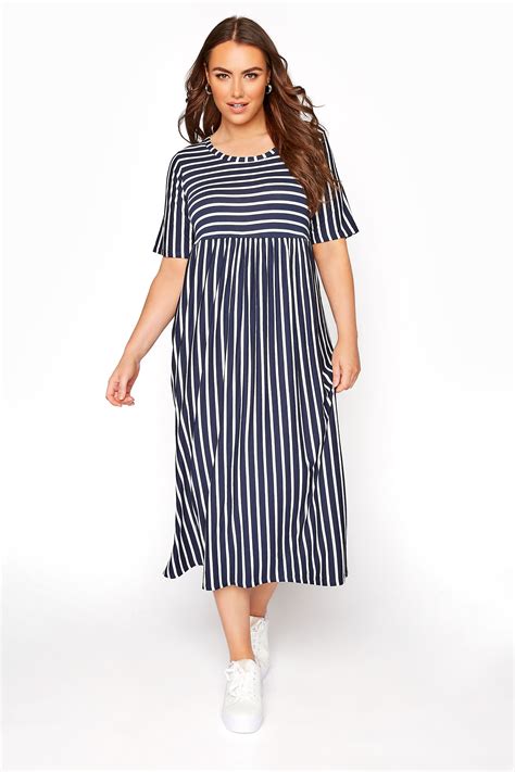 Navy Stripe Midi Dress Yours Clothing