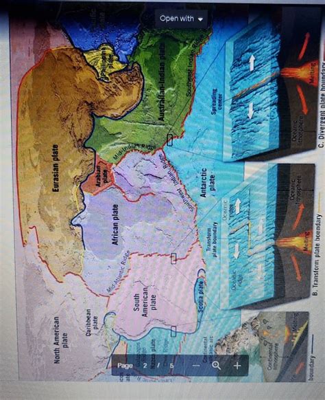 Solved 1) Using the map of the plate boundaries that | Chegg.com