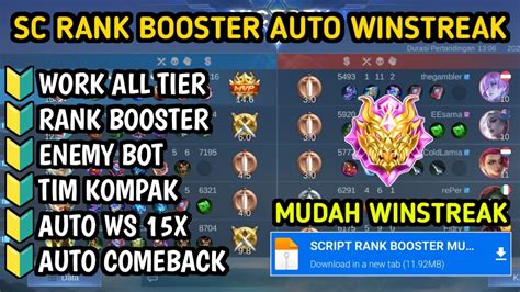 Update Script Rank Booster Mobile Legends Auto Winstreak Youtube