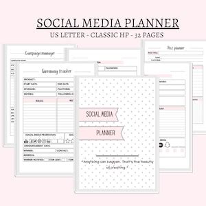 Social Media Planner Printable Facebook Tracker Instagram Etsy