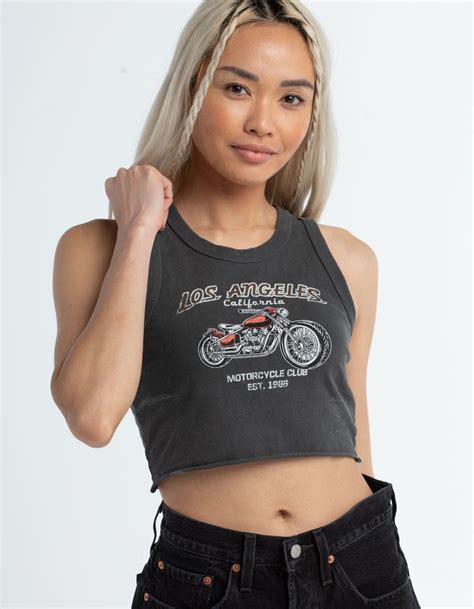 Full Tilt Motorcycle Womens Crop Tank Top Gray Tillys In 2023