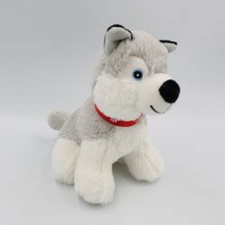 Peluche Chien Husky Gris Blanc Primatis