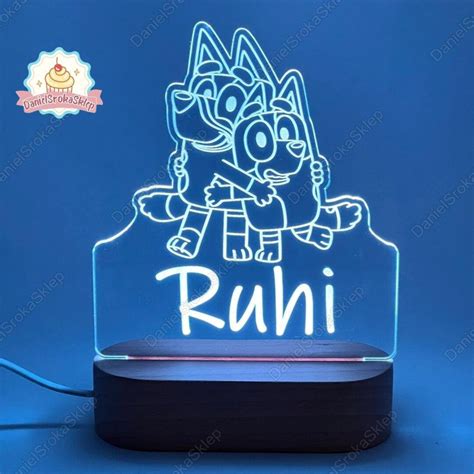 Personalized Bluey Night Light Custom Name Night Light Bluey Night