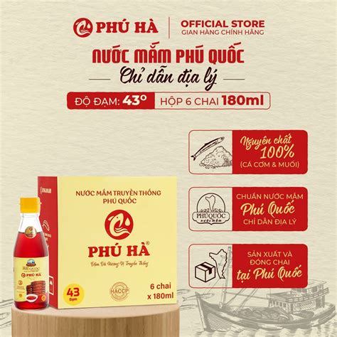 Nước mắm Phú Quốc Phú Hà 43 độ đạm (Hộp 6 chai 180ml) - Phú Hà Foods ...