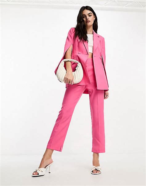 Asos Design Mix And Match Split Sleeve Suit In Pink Asos