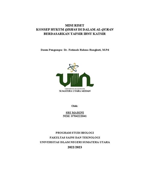 Konsep Hukum Qishas Dalam Alquran Tafsir Ibn Katsir Pdf