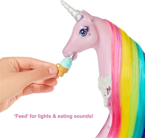 Barbie Dreamtopia Unicornio con luces mágicas con melena de arcoíris