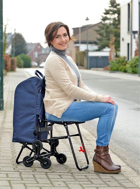 Shopper Mit Sitz Einkaufsroller Einkaufstrolley Treppensteiger Seni