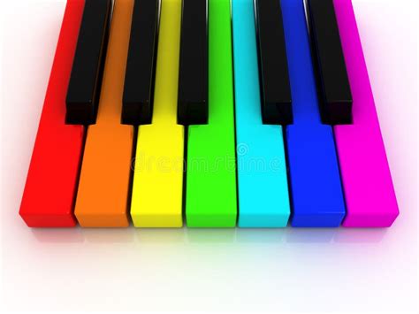 Colorful Piano Keyboard With Musical Notes Stock Vector Illustration